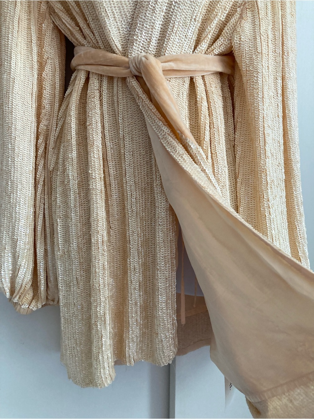 Retrofete Light Peach Gabrielle Wrap Style Robe Cardigan Mini Dress, Sz S - Picture 9 of 16